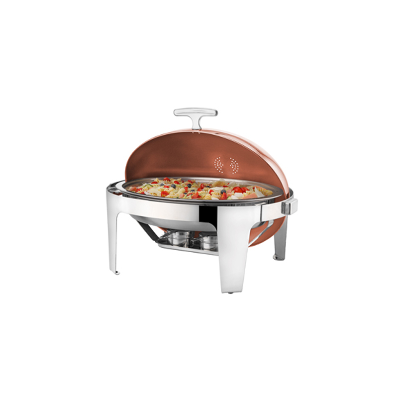 Deluxe Copper Oval Rolltop Chafing Dishler